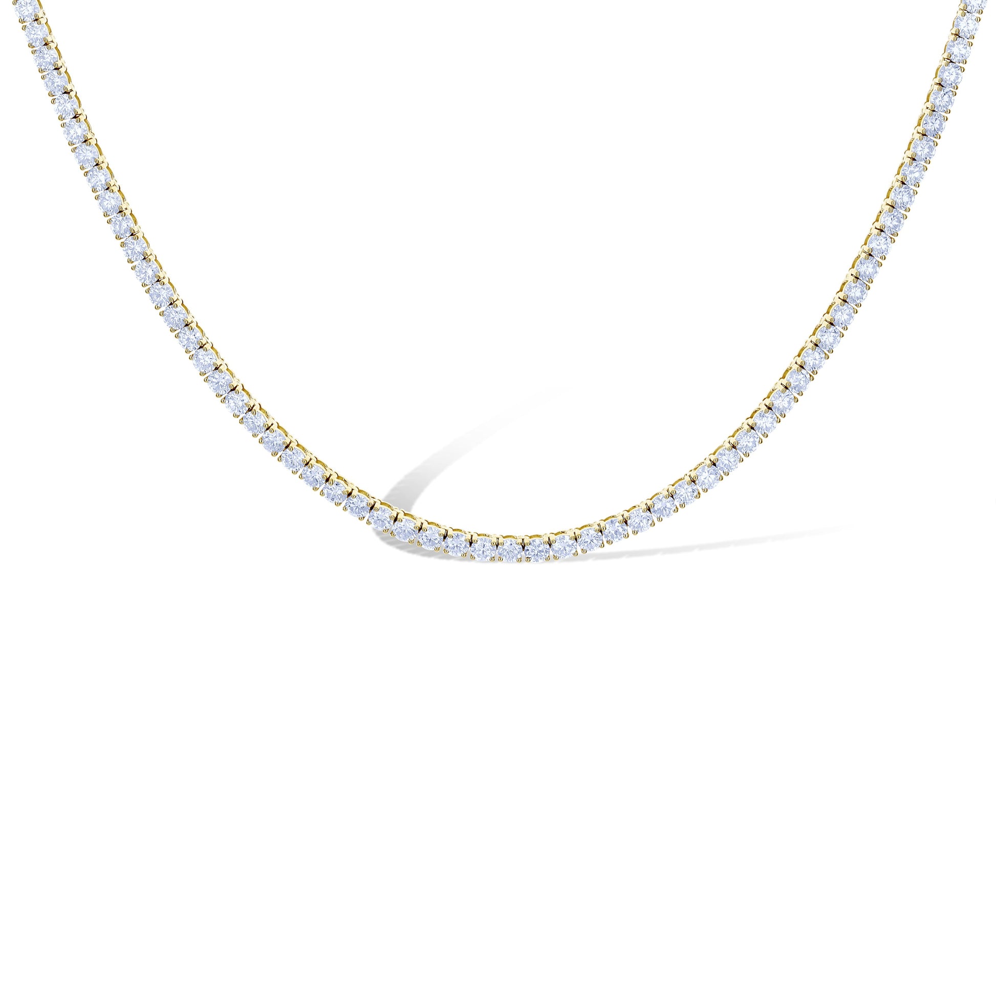 14K Yellow Gold Diamond Tennis Necklace 17.5"