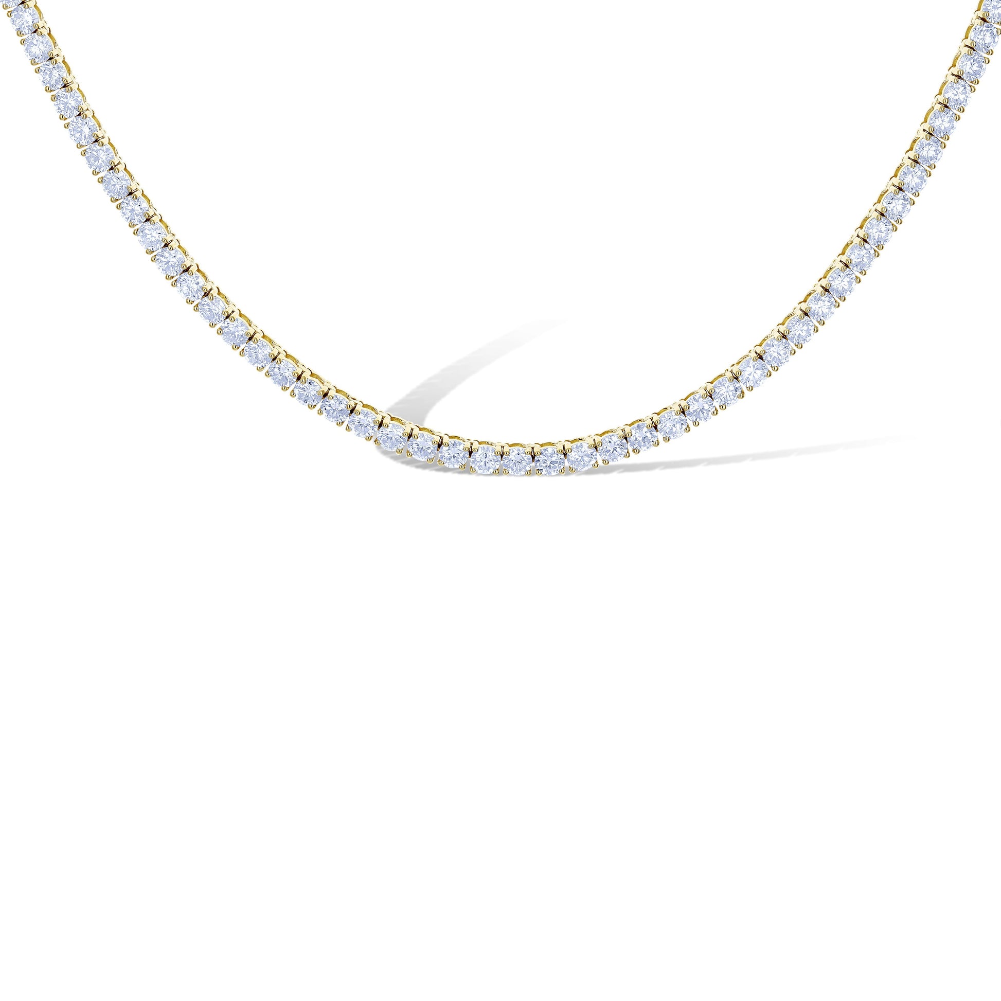 14K Yellow Gold Diamond Tennis Necklace 17.5"