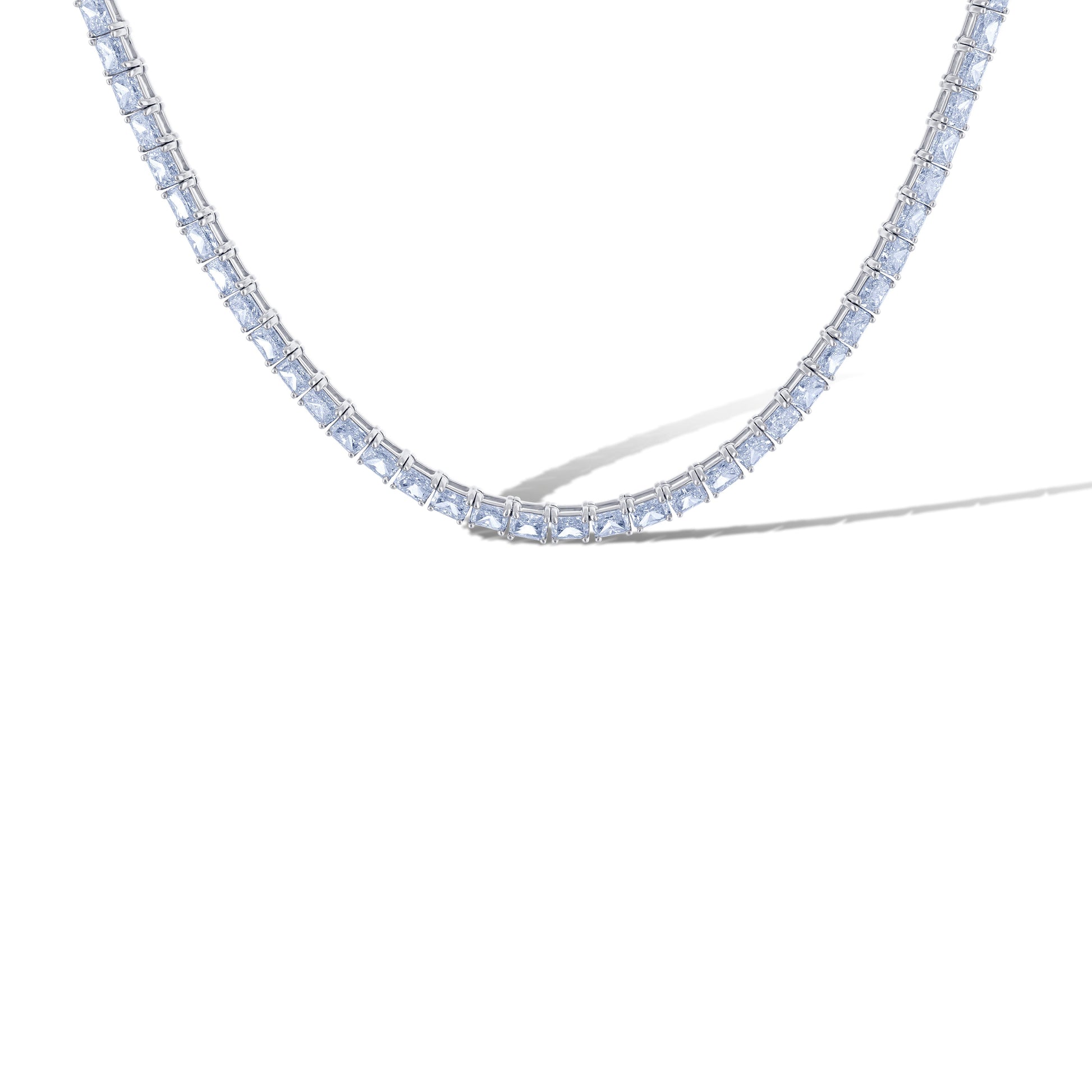 14K White Gold 19.05Ctw Radiant & Diamond Necklace 101 Stones