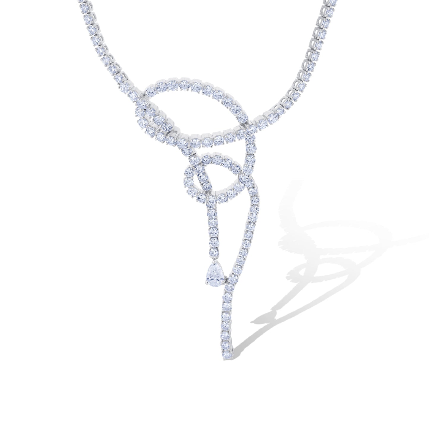 18K White Gold Diamond "Knot" Necklace