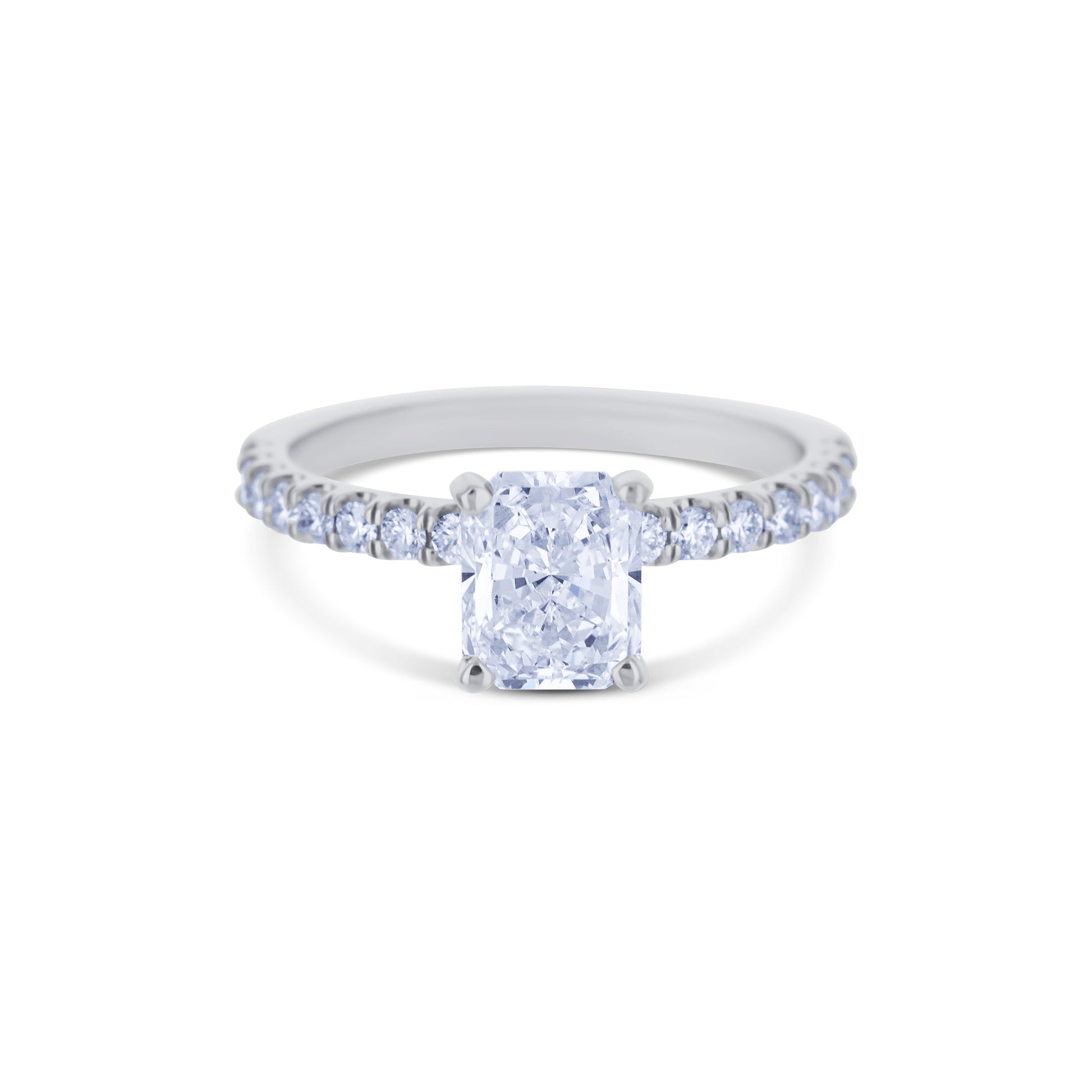 14K White Gold Ring With A 1.60 Carat Cut-Cornered Rectangular Diamond