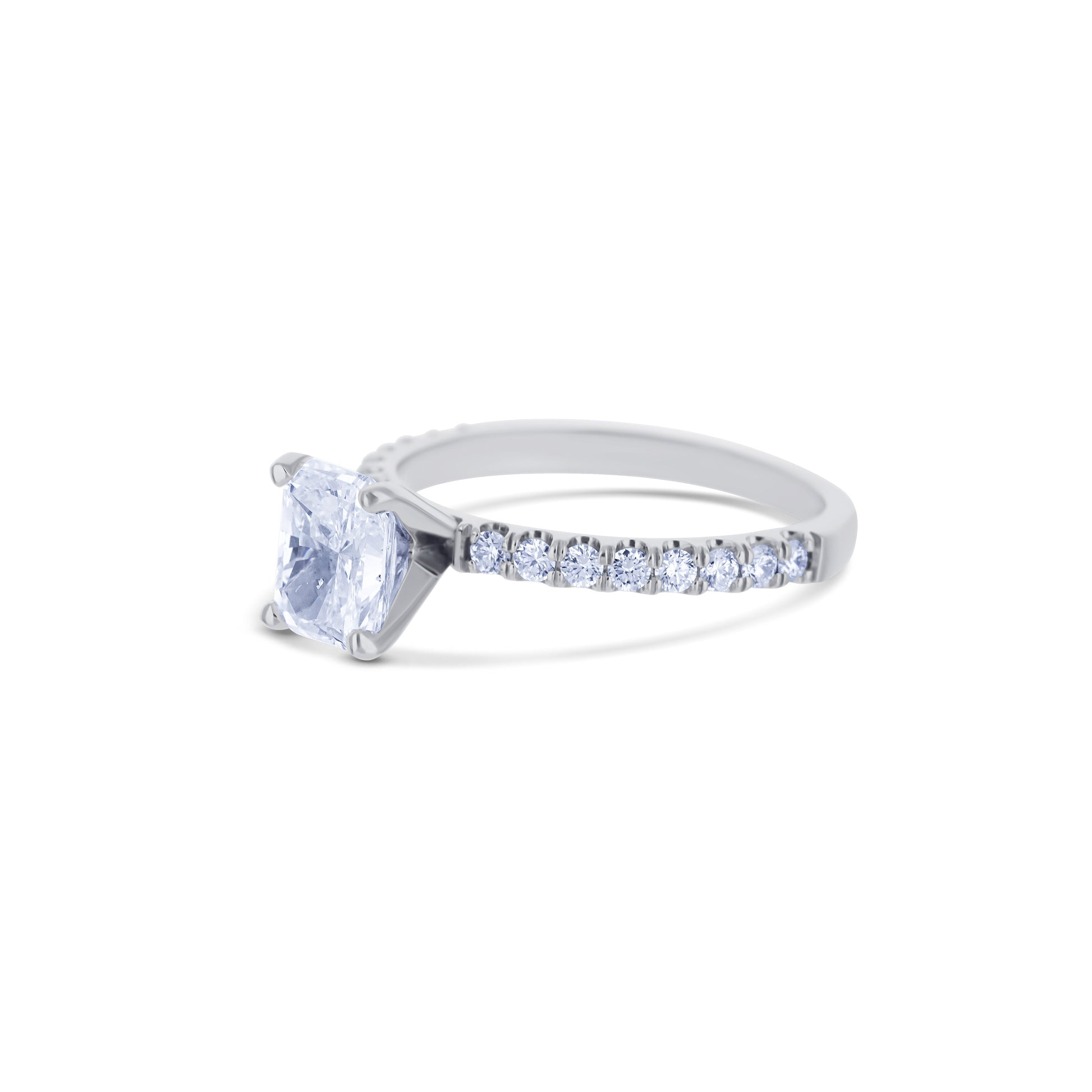 14K White Gold Ring With A 1.60 Carat Cut-Cornered Rectangular Diamond