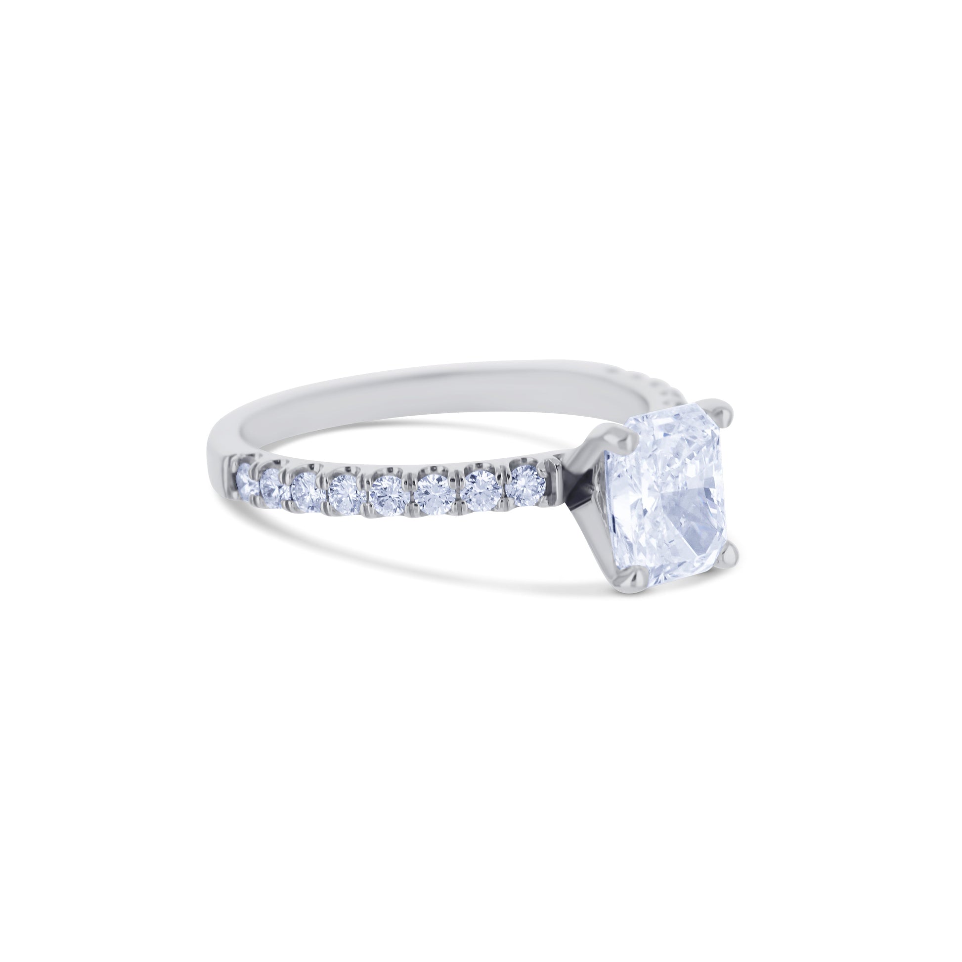 14K White Gold Ring With A 1.60 Carat Cut-Cornered Rectangular Diamond