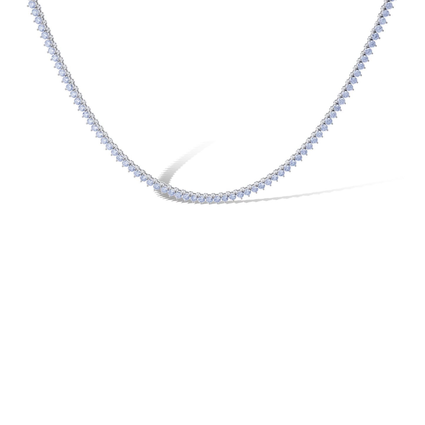 14K White Gold Round-Cut Diamond Tennis Necklace 8.11Ctw 17"