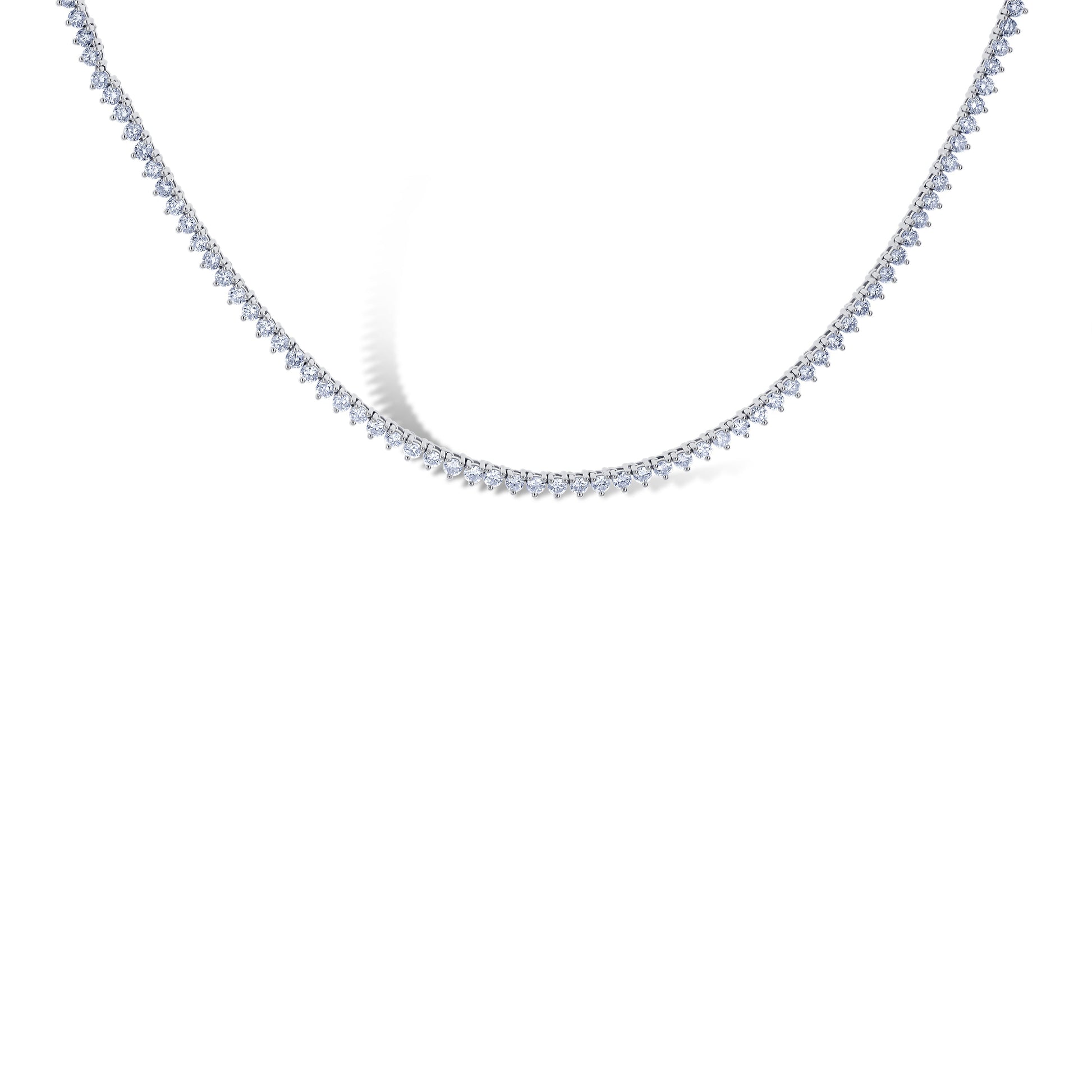 14K White Gold 7.21Ctw Diamond 3 Prong Set Tennis Necklace 160 Stones 16"