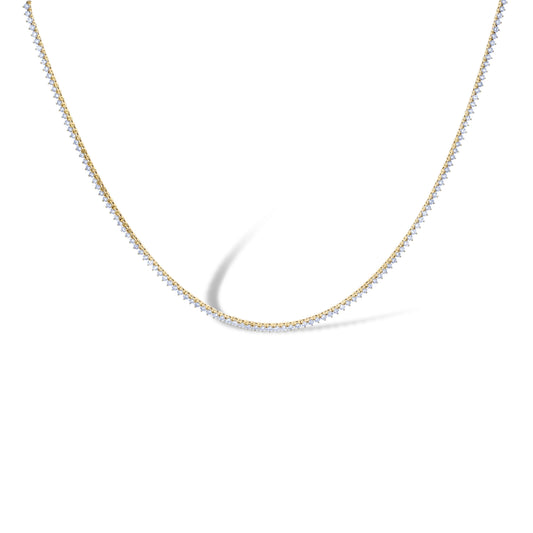 14K Yellow Gold 4.67Ctw Diamond 3 Prong Set Tennis Necklace 200 Stones 16"