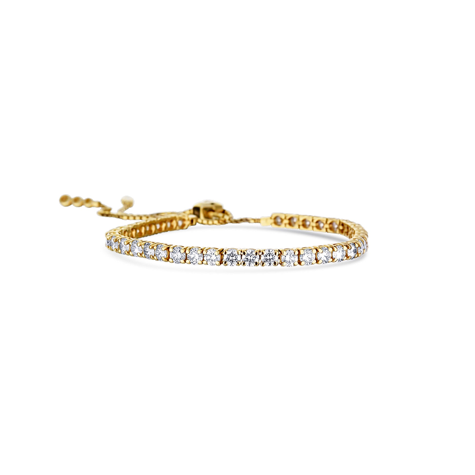 14K Yellow Gold Straight Line Bolo Diamond Bracelet