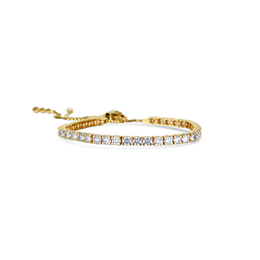 14K Yellow Gold Straight Line Bolo Diamond Bracelet