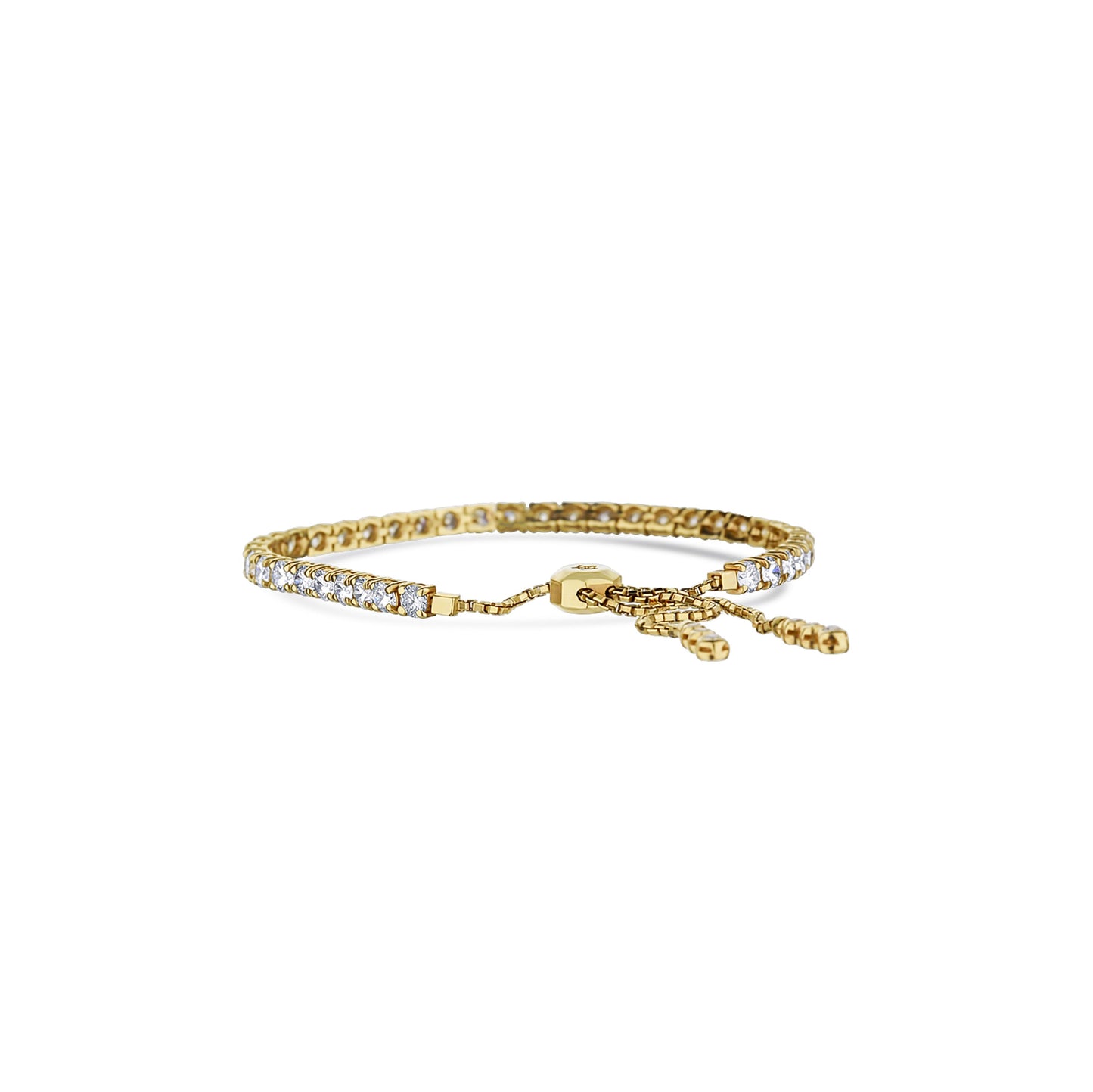 14K Yellow Gold Straight Line Bolo Diamond Bracelet