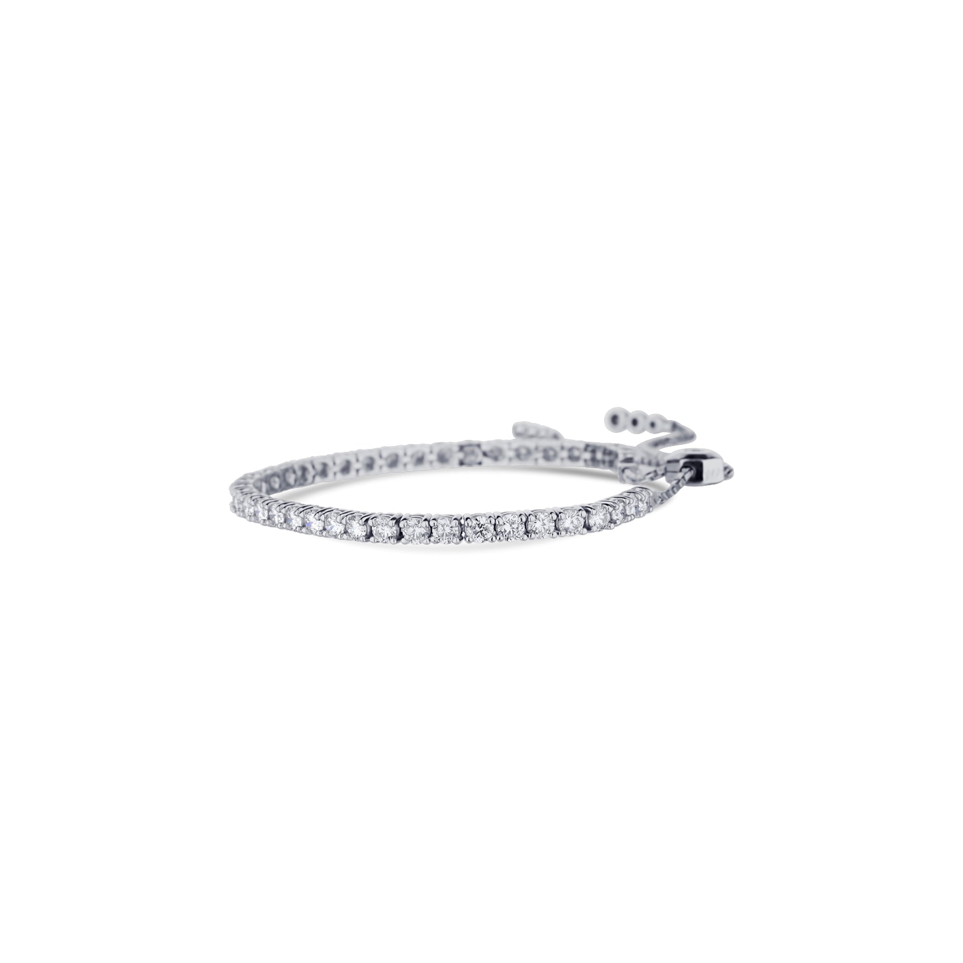 14K White Gold Straight Line Four Prong Bolo Bracelet