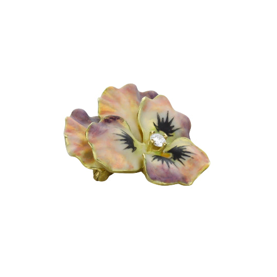 14k Yellow Gold Pansy Flower Pin