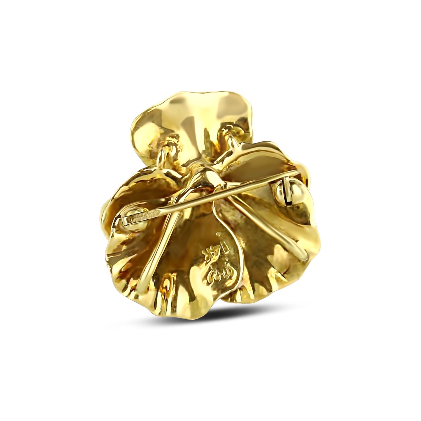 14k Yellow Gold Pansy Flower Pin