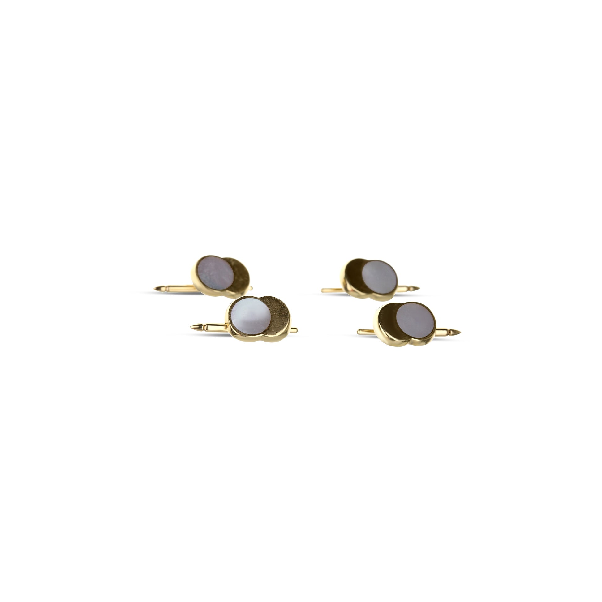 14K Yellow Gold And White Mother-Of-Pearl Tuxedo Buttons