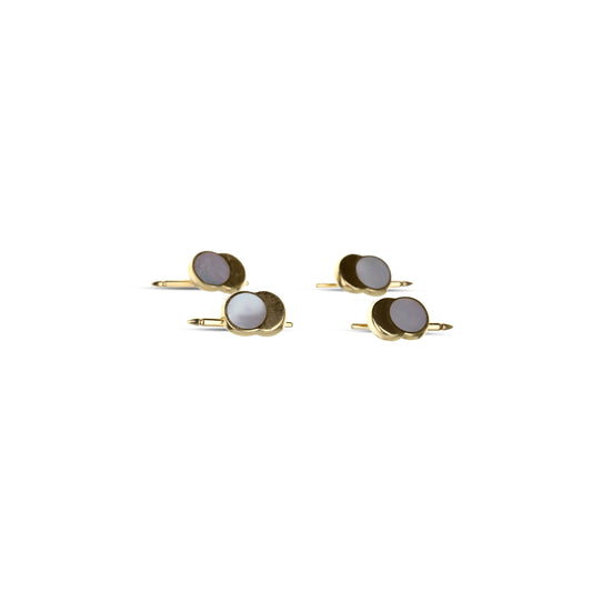 14K Yellow Gold And White Mother-Of-Pearl Tuxedo Buttons