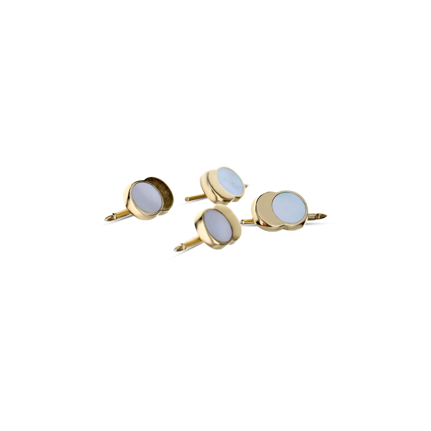 14K Yellow Gold And White Mother-Of-Pearl Tuxedo Buttons