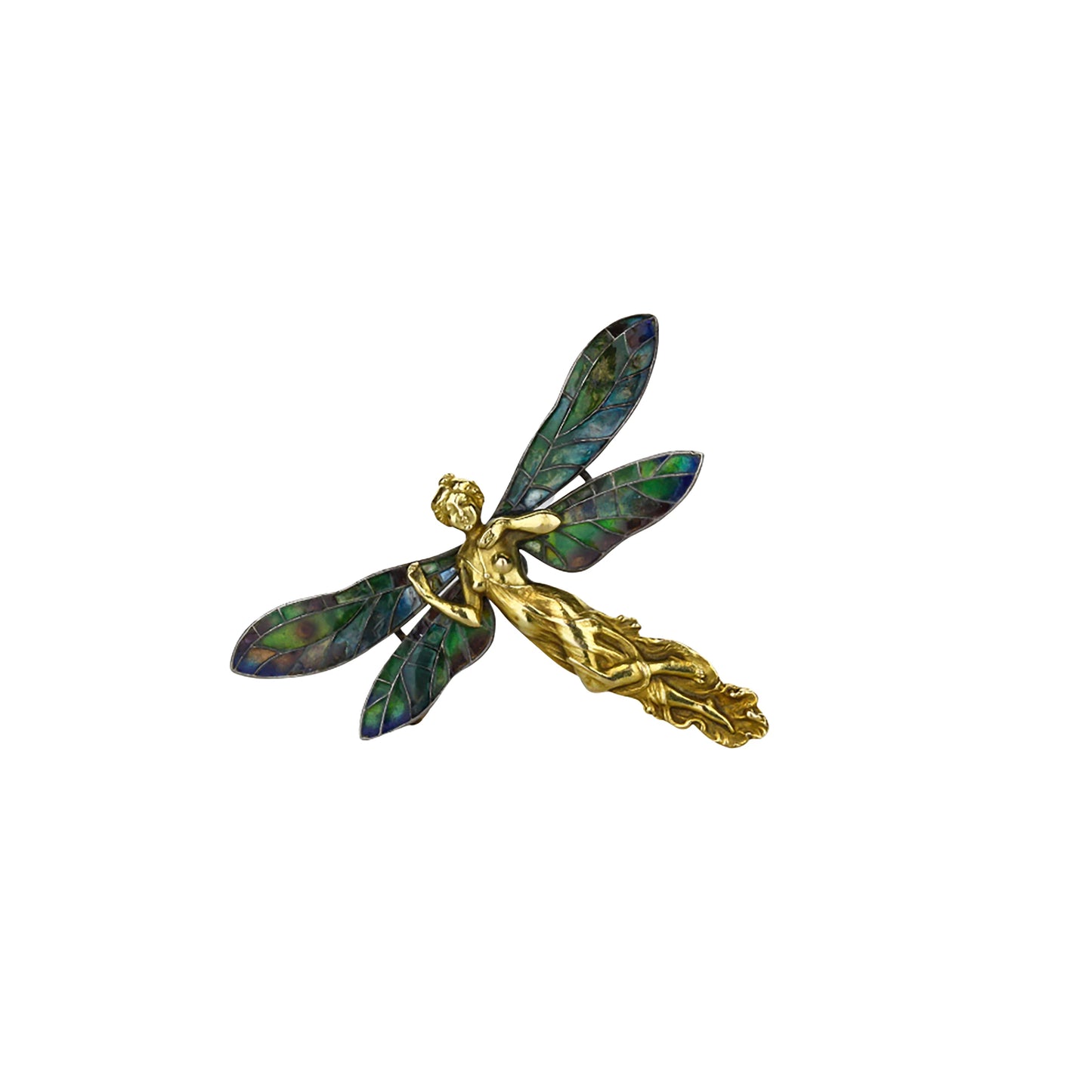 Art Nouveau Butterfly Pin With Enamel Wings