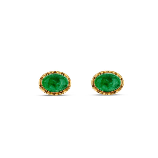 14K Yellow Gold Oval Jade Cufflinks