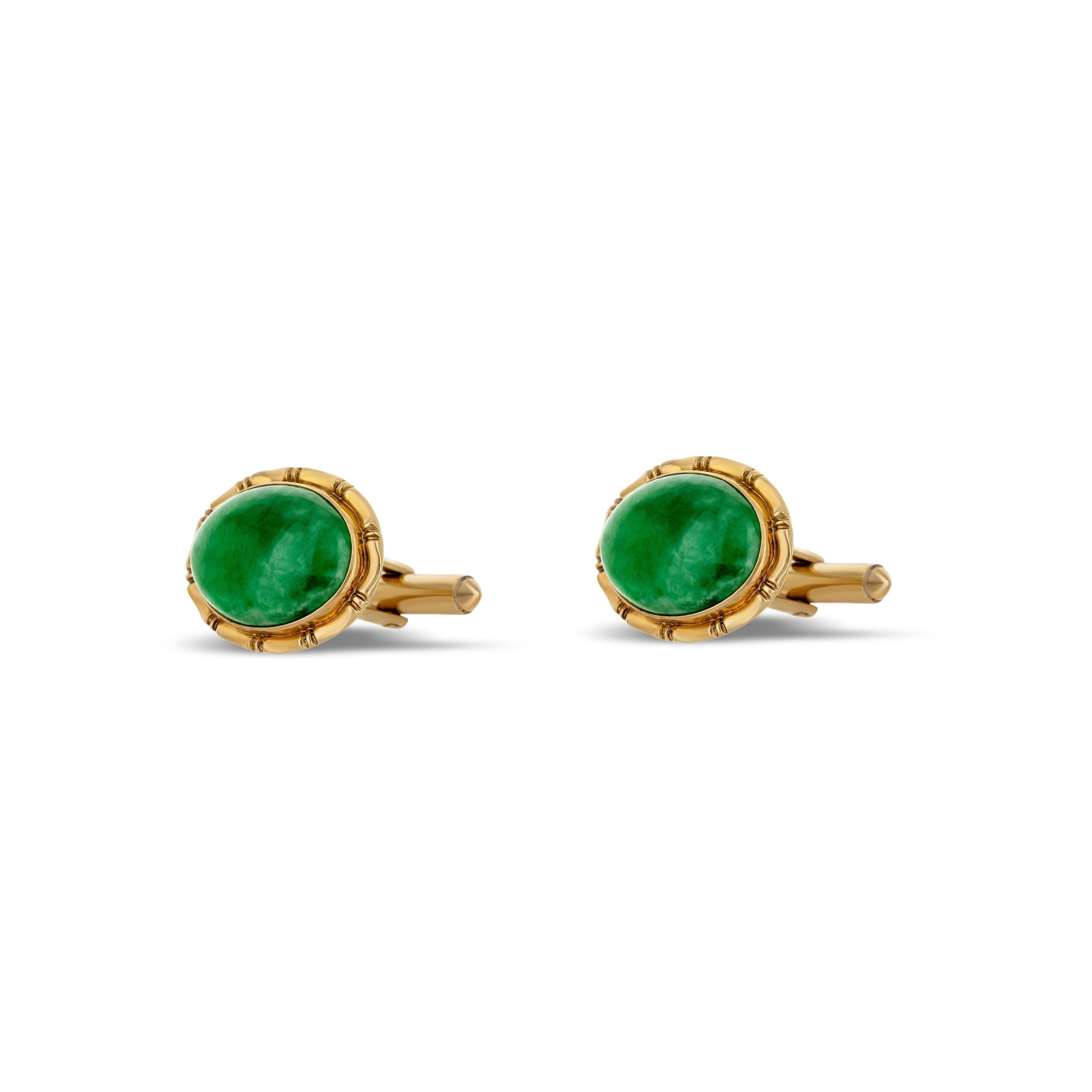 14K Yellow Gold Oval Jade Cufflinks