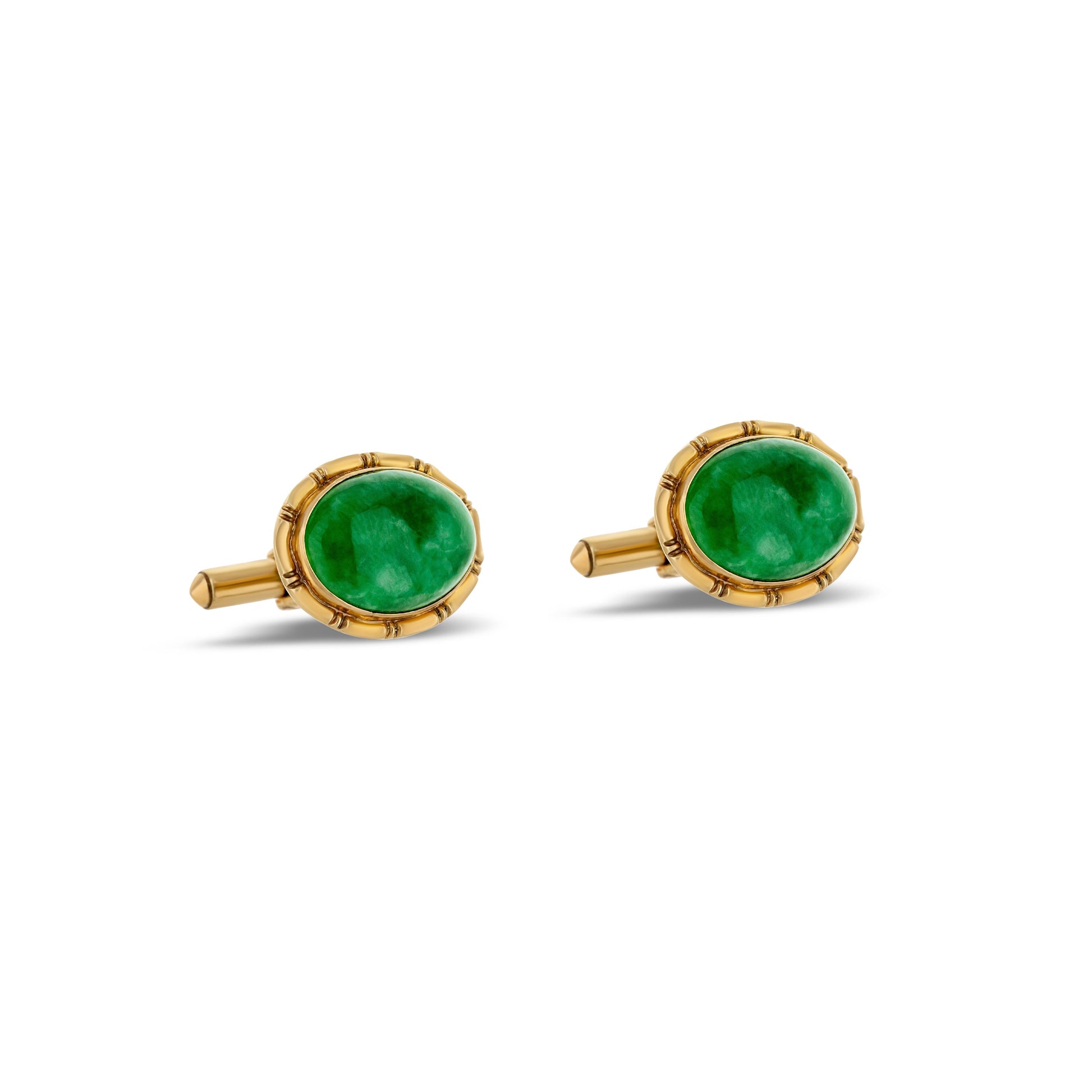 14K Yellow Gold Oval Jade Cufflinks