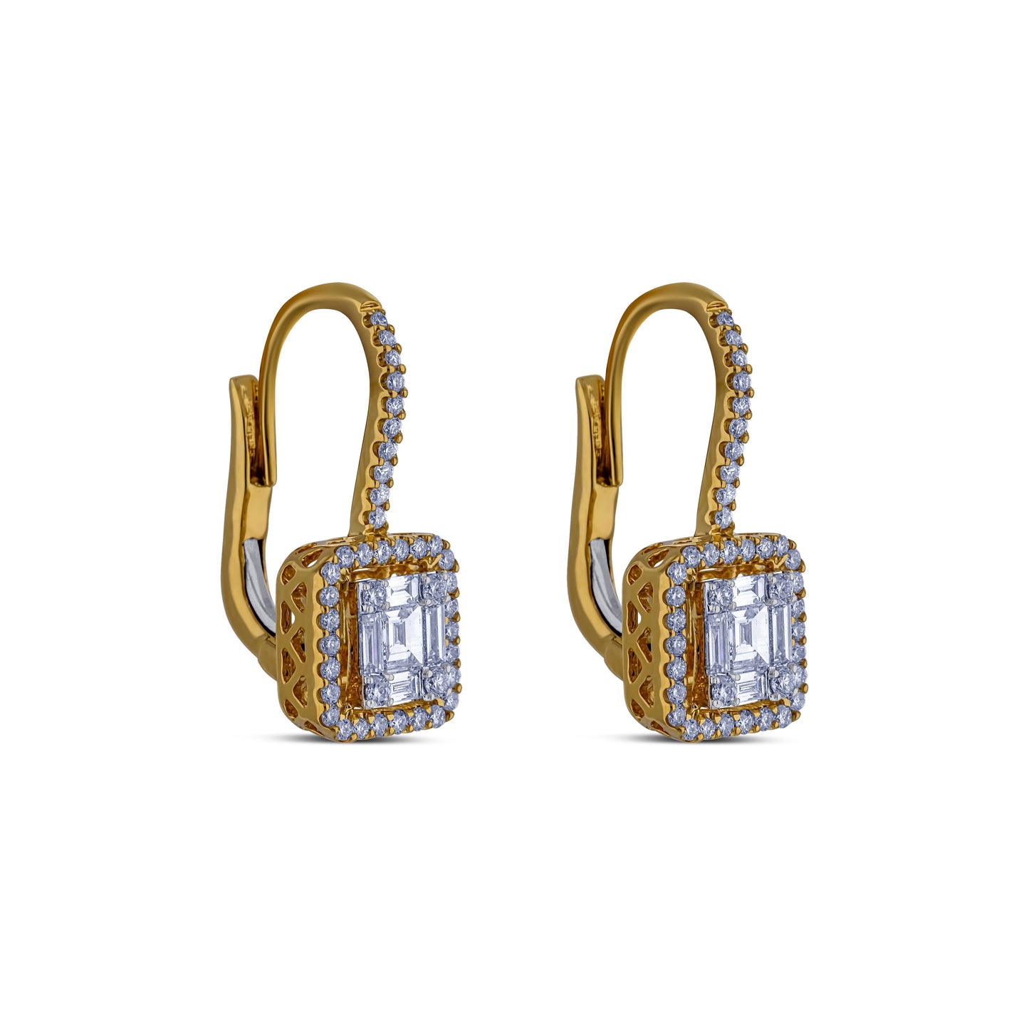 18k Yellow Gold Diamond Drop Earring