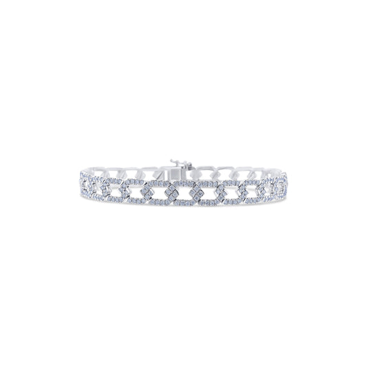 18K White Gold Diamond Link Bracelet