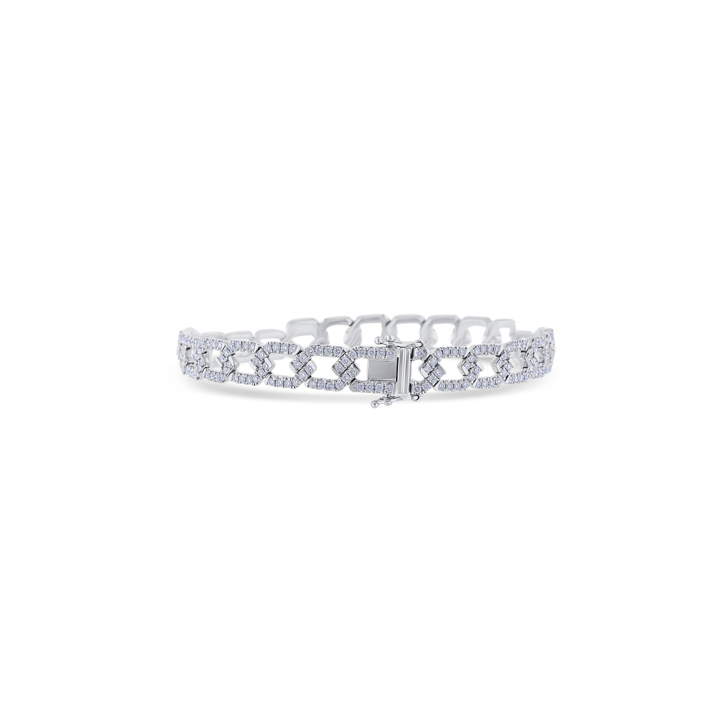 18K White Gold Diamond Link Bracelet