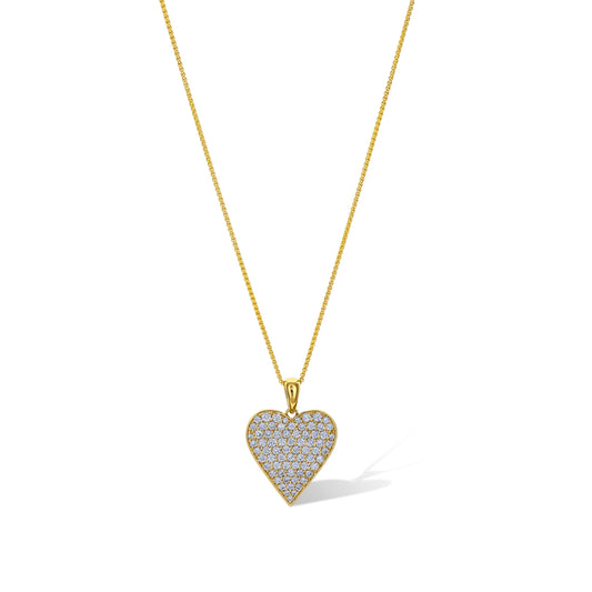 18K Yellow Gold Diamond Heart Necklace