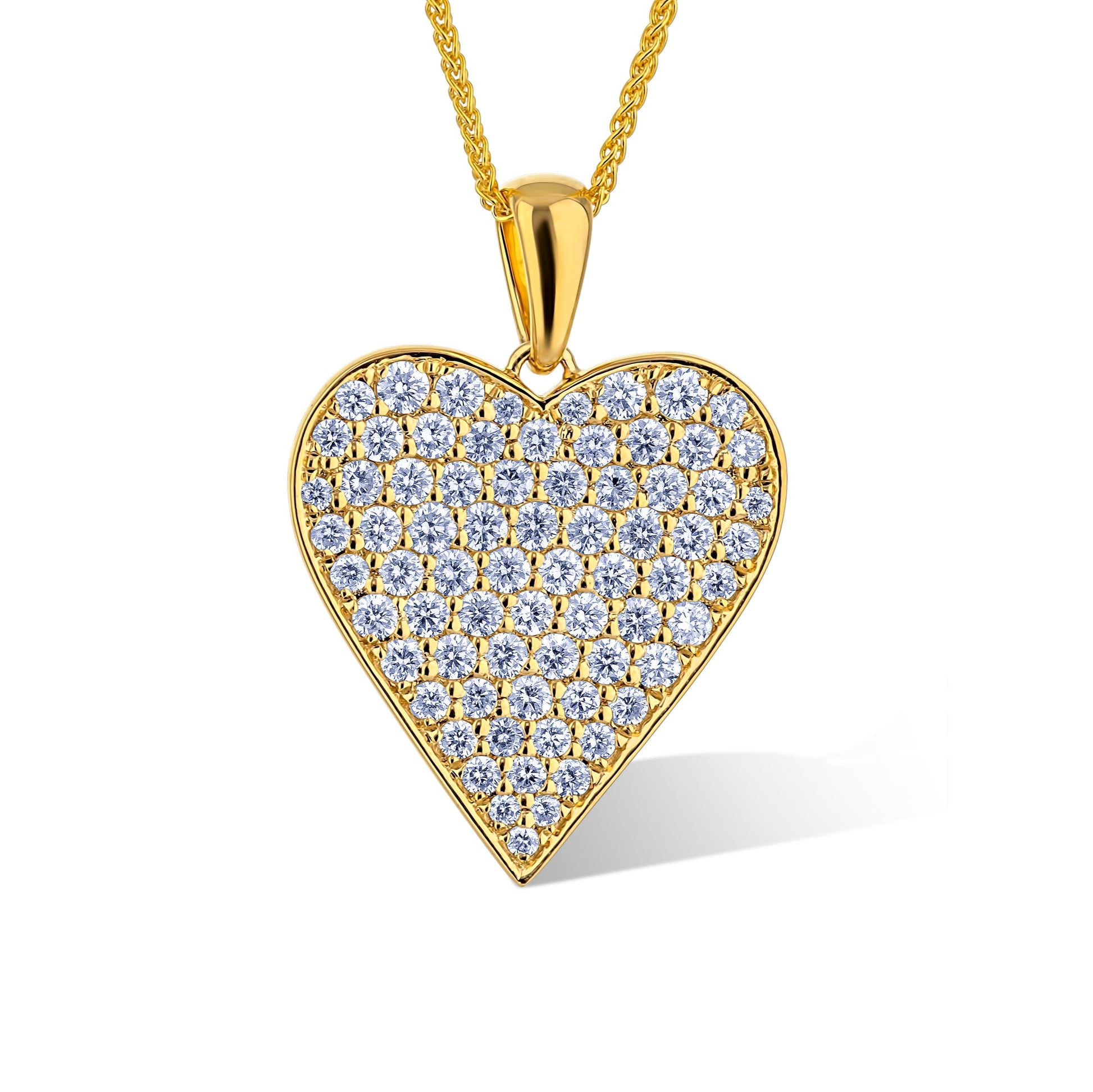 18K Yellow Gold Diamond Heart Necklace