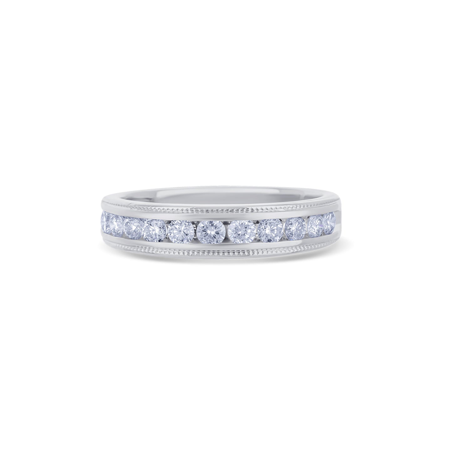 14K White Gold Channel Set Ring