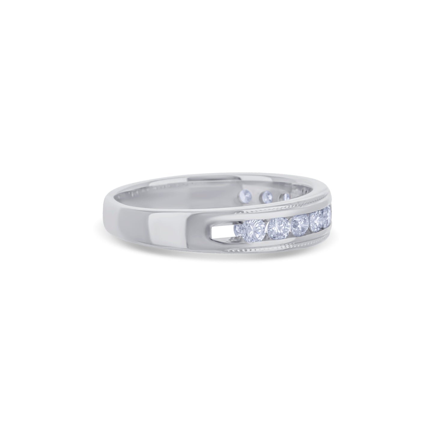 14K White Gold Channel Set Ring