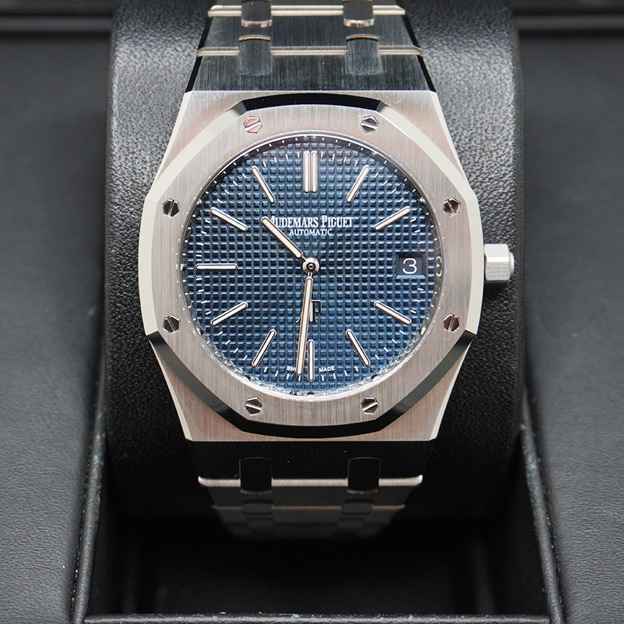 Audemars Piguet "50th Anniversary" Royal Oak Steel Blue Dial 16202ST.OO.1240ST.01 Full Set