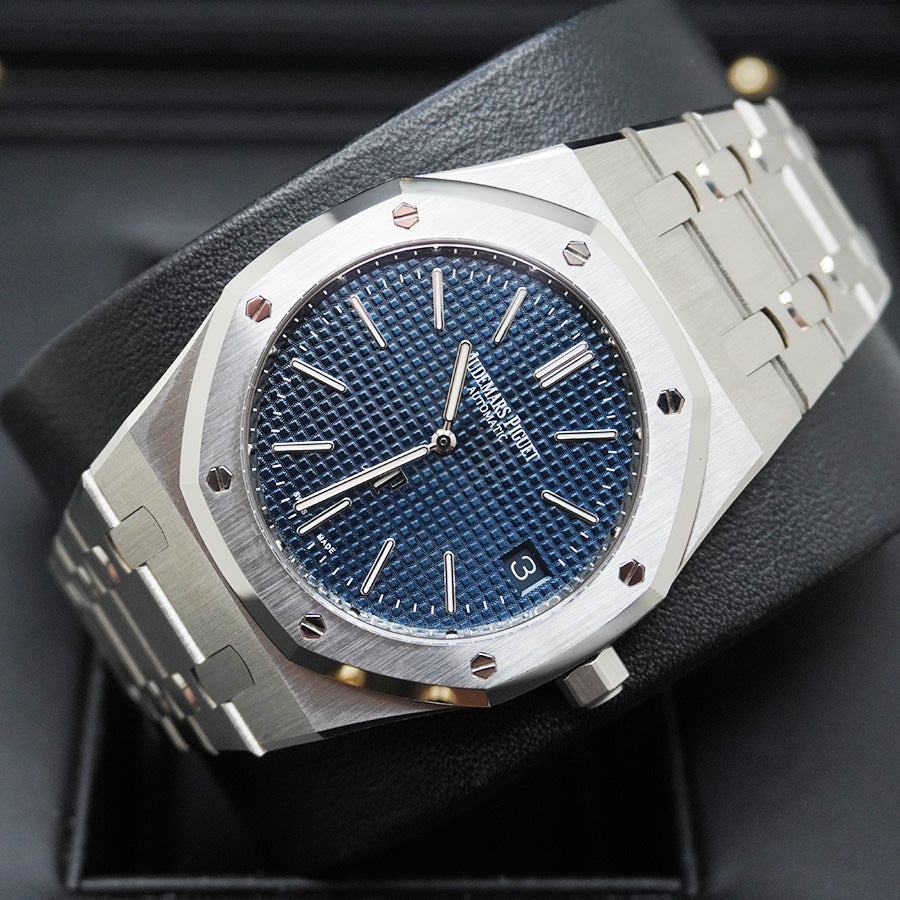 Audemars Piguet "50th Anniversary" Royal Oak Steel Blue Dial 16202ST.OO.1240ST.01 Full Set