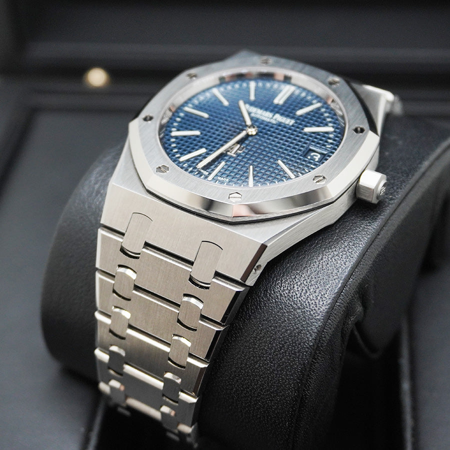 Audemars Piguet "50th Anniversary" Royal Oak Steel Blue Dial 16202ST.OO.1240ST.01 Full Set