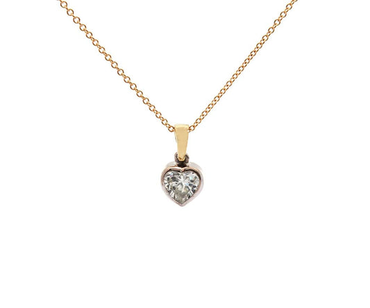 0.60ct Heart Shaped Diamond Bezel Set Solitaire Pendant Necklace in 18K