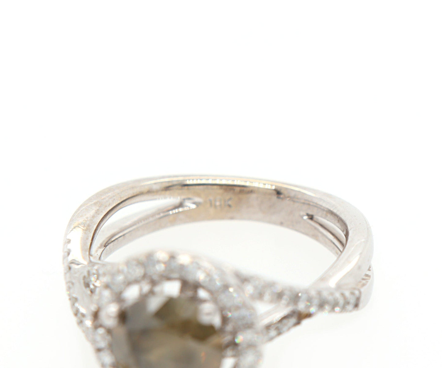 1.70ctw Round Greenish Brown and White Diamond Halo Ring in 18K