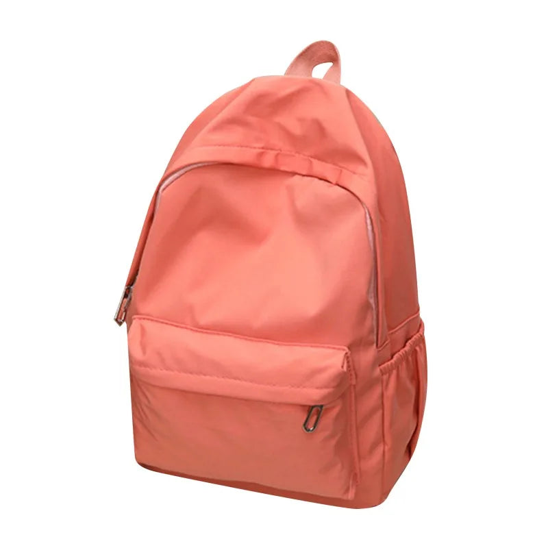 Women Schoolbag Waterproof Large Capacity School Backpack Smooth Zipper Solid Color Teens Girl Casual Daypack Bag Student Supply