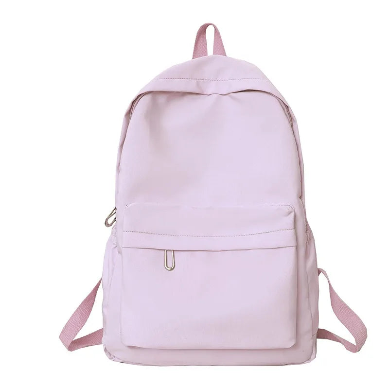 Women Schoolbag Waterproof Large Capacity School Backpack Smooth Zipper Solid Color Teens Girl Casual Daypack Bag Student Supply