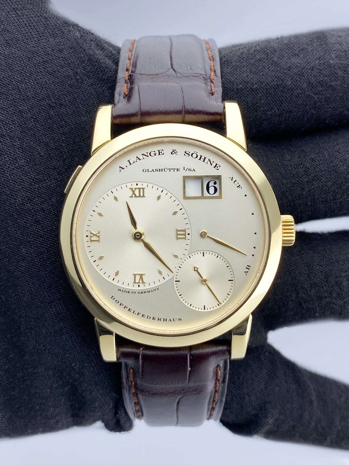 A. Lange & Sohne Lange 1 101.021 Silver Dial 18K Yellow Gold Mens Watch