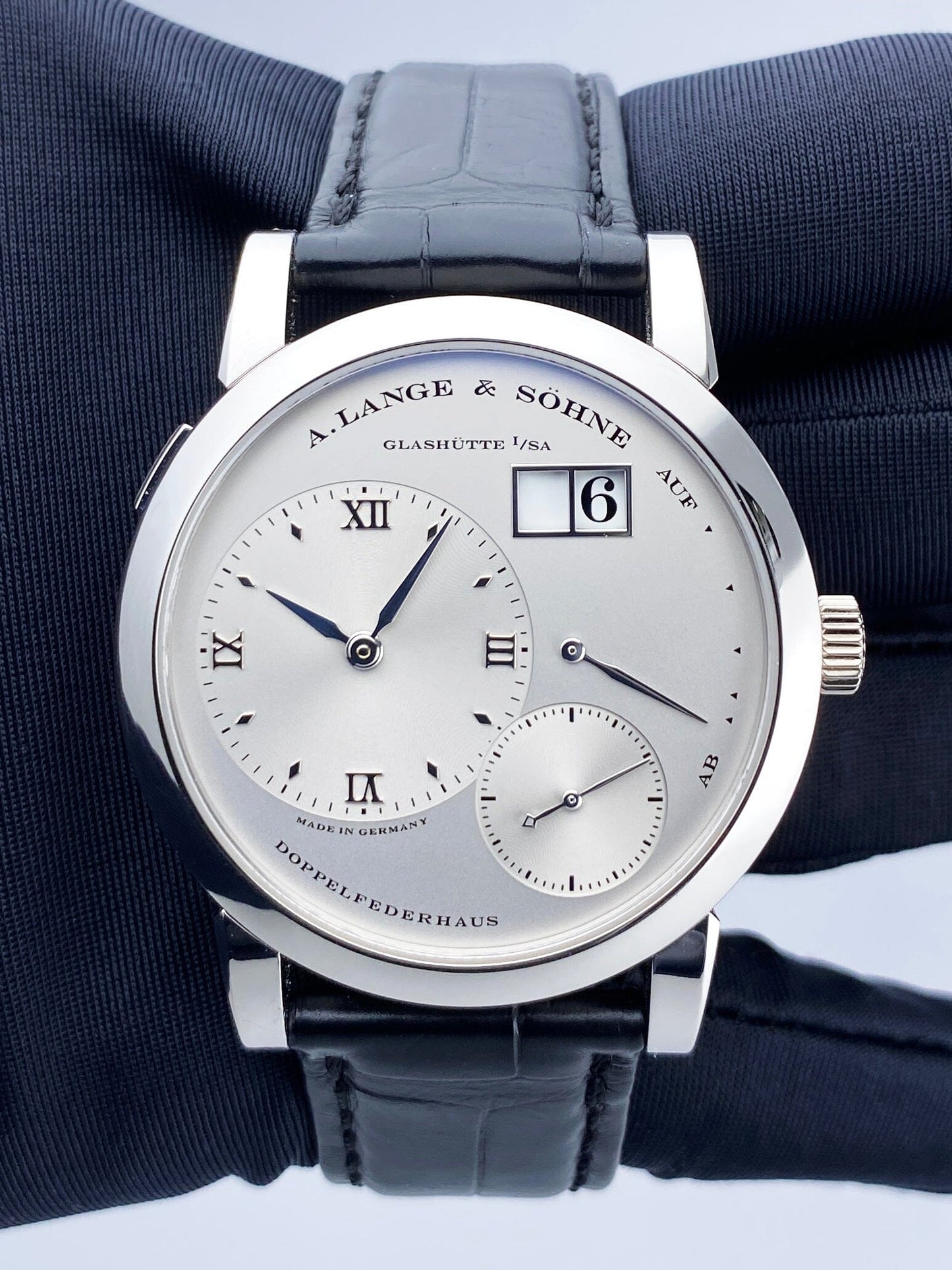 A. Lange & Sohne Lange 1 101.025 Silver Dial Platinum Mens Watch With Papers