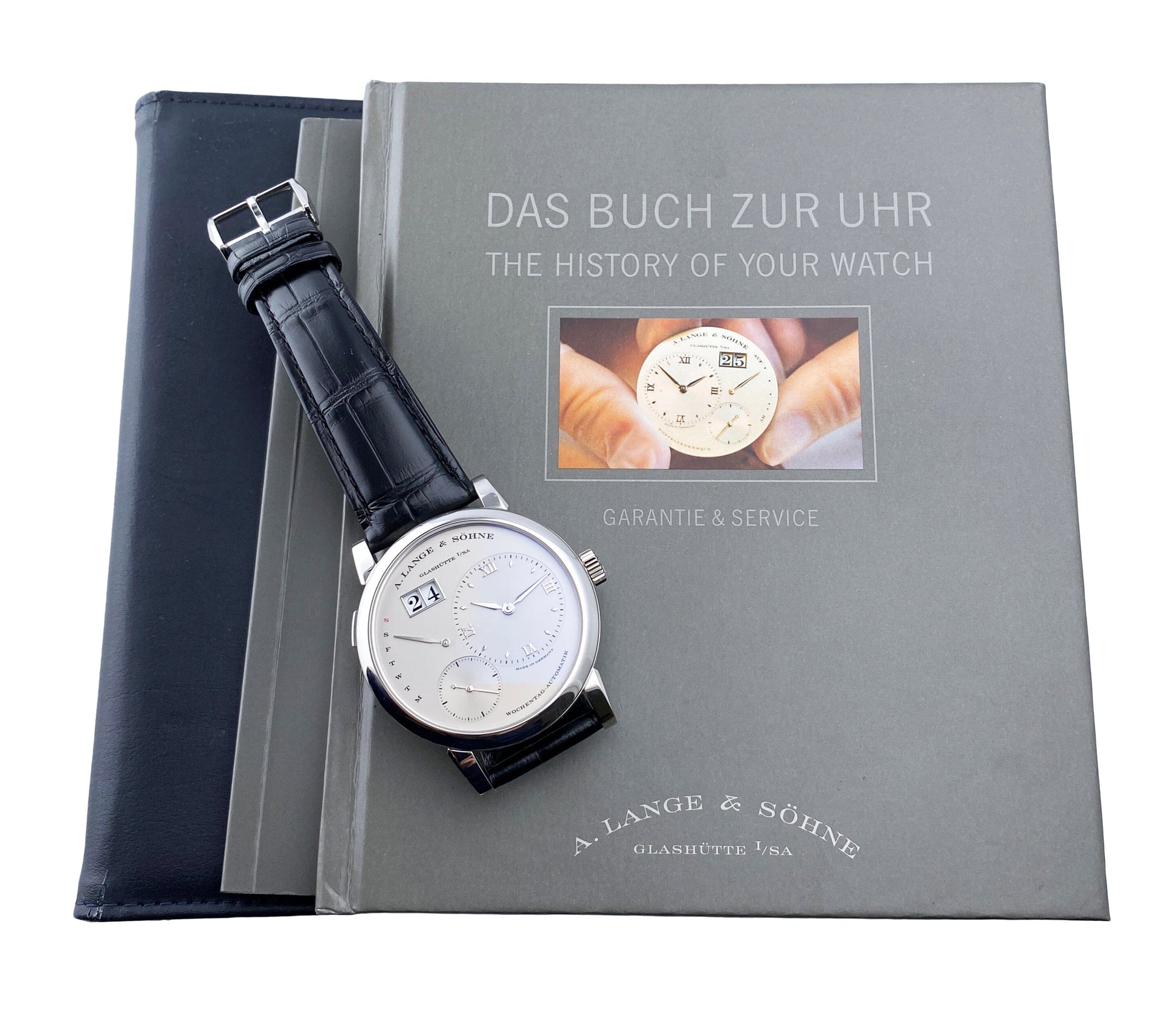 A. Lange & Sohne Lange 1 Daymatic Platinum 320.025 Mens Watch Box Papers