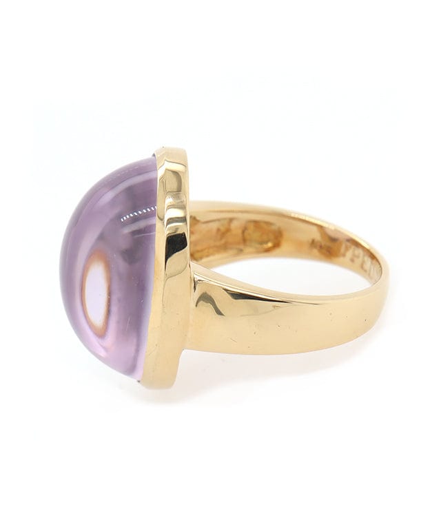 Tito Pedrini Cabochon Amethyst Solitaire Ring in 18K