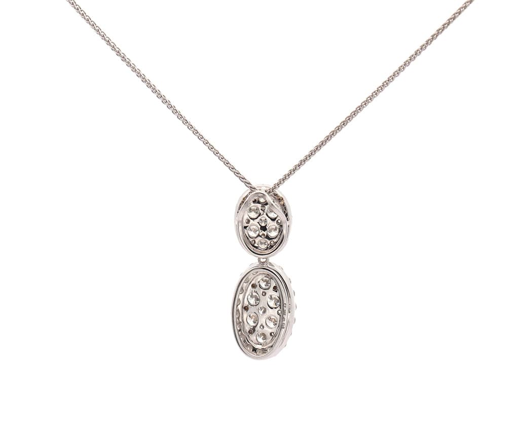 2.50ctw Round Diamond Cluster Frame Drop Pendant Necklace in 18K