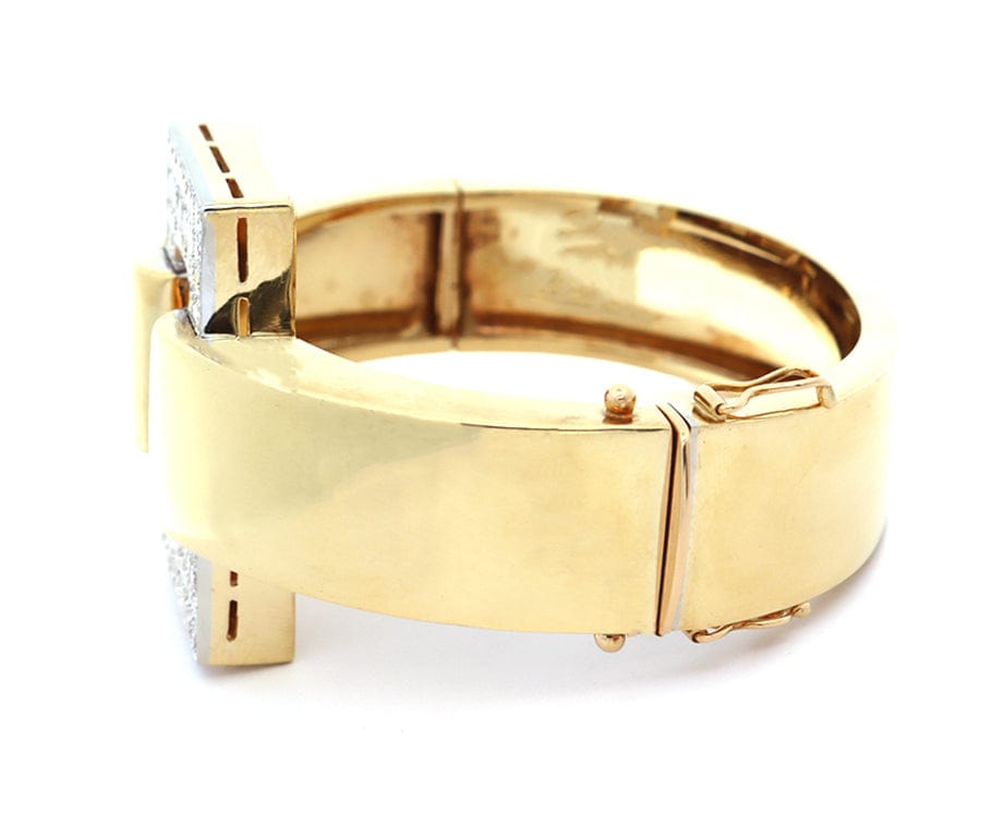 2.00ctw Diamond Rectangle Frame Wide Bangle Bracelet in 18K