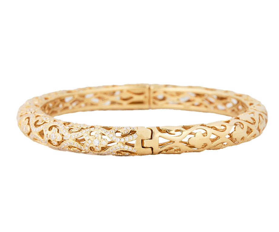 1.50tw Diamond Filigree Bangle Bracelet in 18K