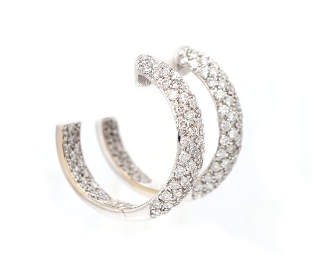 2.00ctw Pave Diamond Inside Out Hoop Earrings in 18K