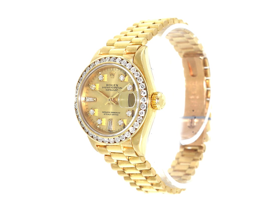 1991 Rolex Datejust President 69178 26MM Aftermarket Diamond Dial and Bezel Ladies Watch