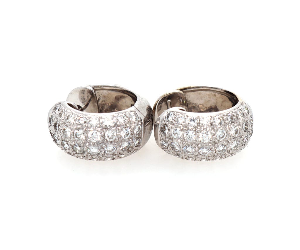 1.22ctw Pave Diamond Huggie Hoop Earrings in 18K