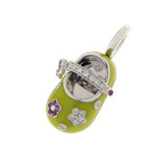 Aaron Basha 18K White Gold & Lime Green Flower Shoe Charm