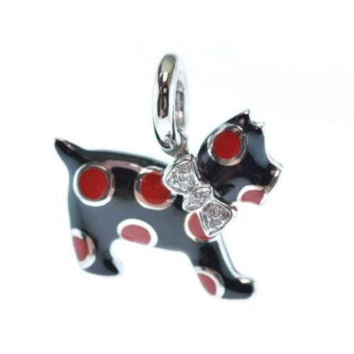 Aaron Basha 18K White Gold Red Spotted Dog Charm