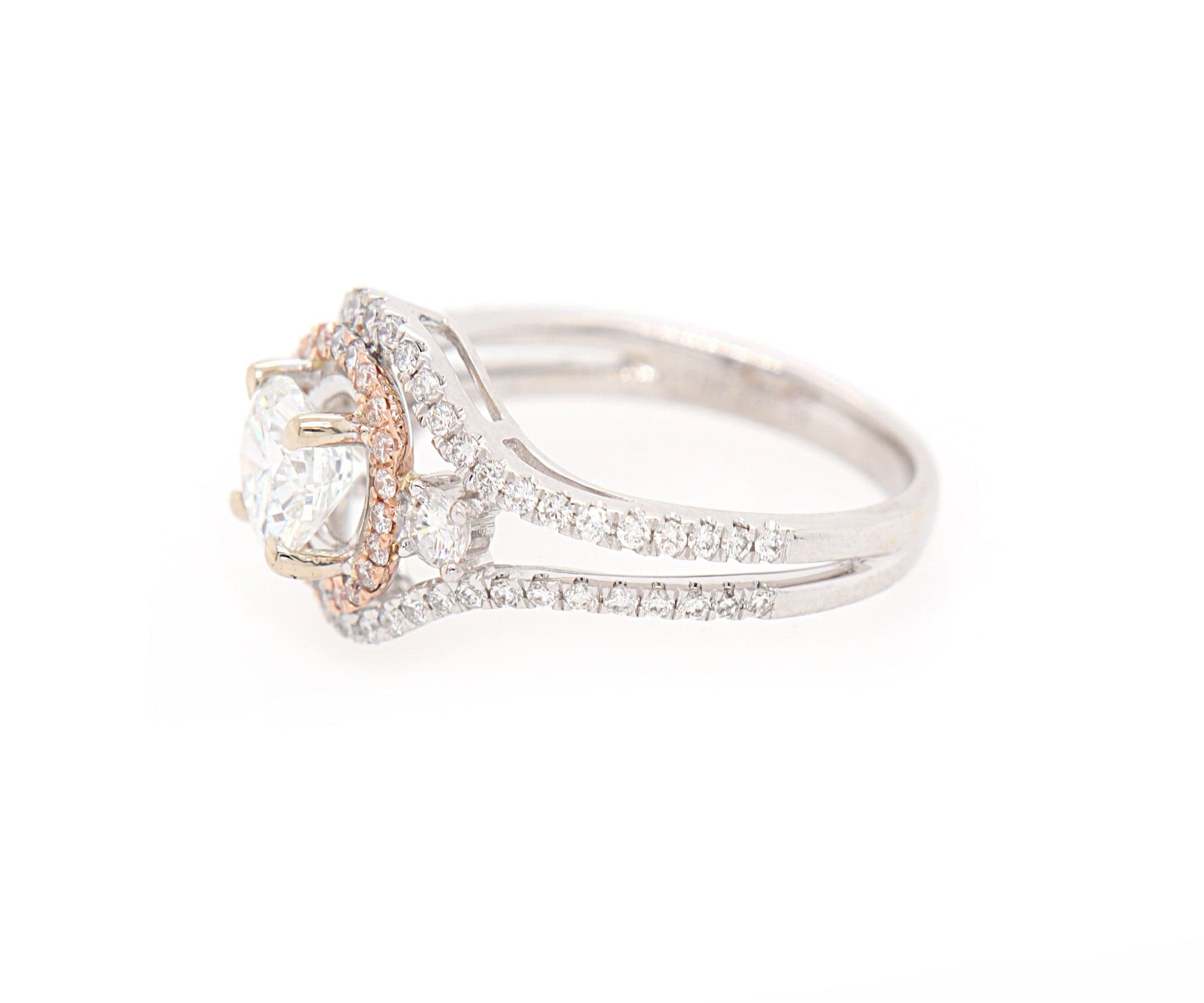 1.51ctw Round Diamond Double Frame Engagement Ring in 14K